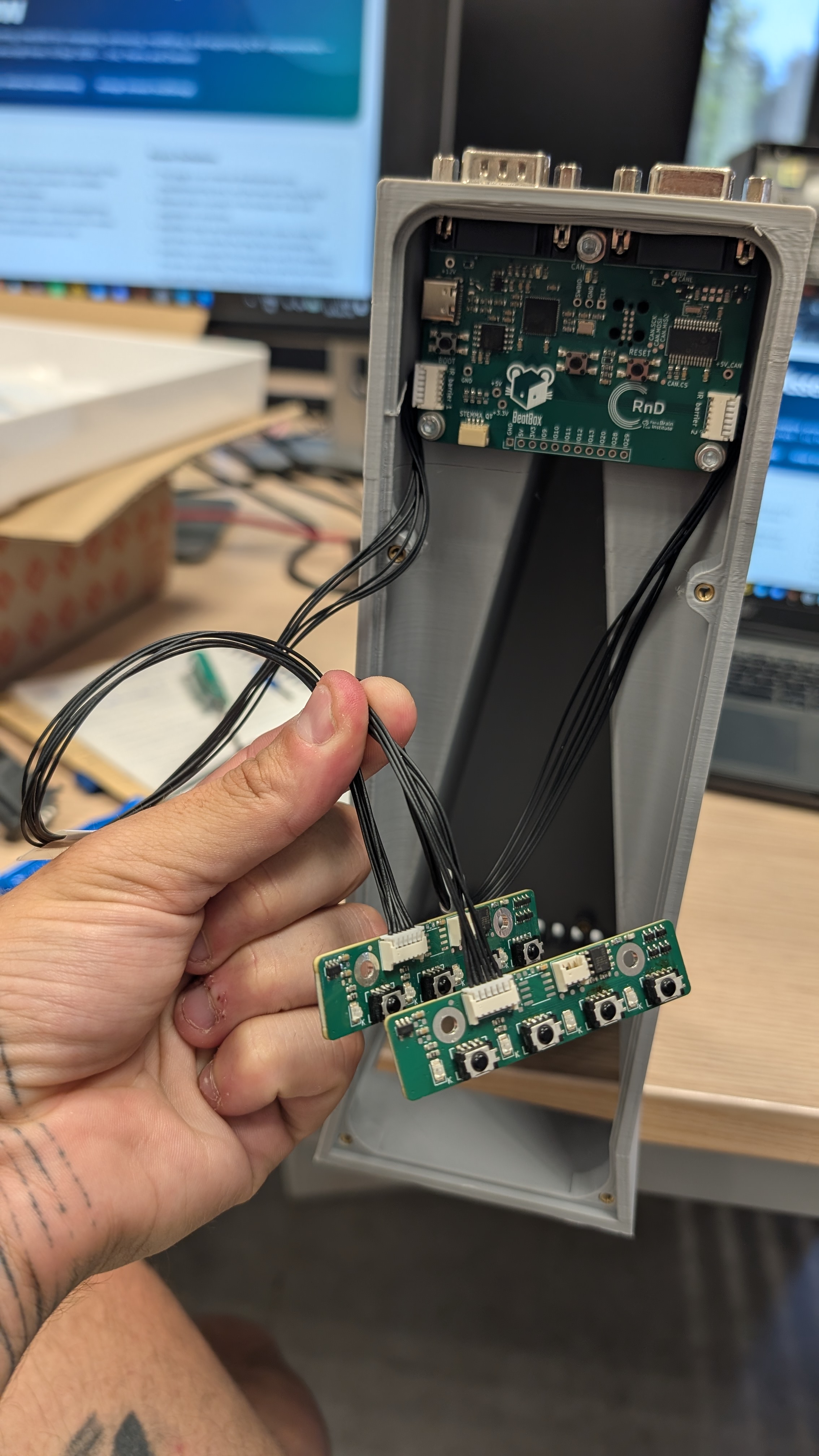 Photobeam gate IR boards connected with cables