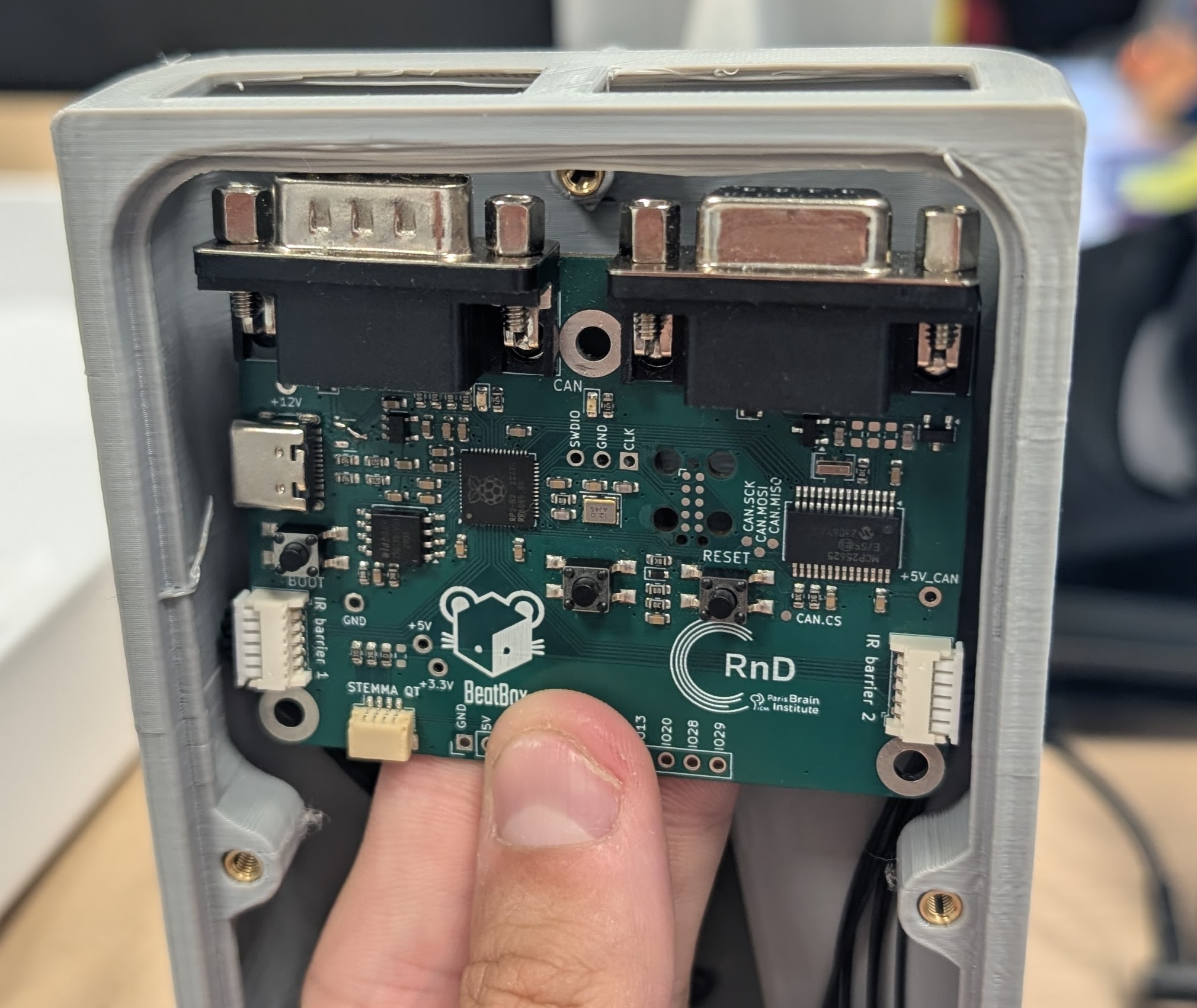 Circuit boards being installed in the photobeam passage